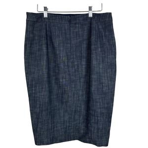 Amy Kuschel Skirt Women Size 12 Denim Chambray Straight Pencil Side Zip Slit